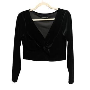 Abercrombie & Fitch crop top | black velvet velour | long sleeve | AF | Medium